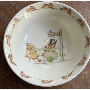 Vintage 1936 market Royal Doulton Bunnykins Bowl of the Hunt Ball Signed Barbar